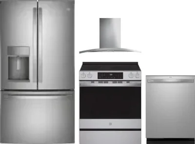 4 Piece Package Includes Refrigerator, Range, Hood And Dishwasher
